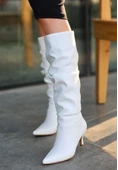 Zelya Beyaz Cilt Topuklu Çizme thumbnail 1