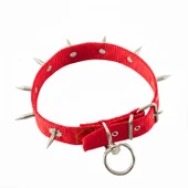 Dokuma Çivili Köpek Boyun Tasması - 4*70 cm - Kırmızı - 3