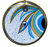 Lotus Çiçeği Desenli Yaldızlı Beyaz Duvar Süsü Cam Hediyelik Eşya thumbnail 1