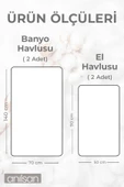 4'lü Gri-Beyaz Havlu Set %100 Pamuk - 2 Adet El Havlusu 50x90 ve 2 Adet Banyo Havlusu 70x140 - 2