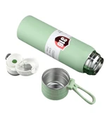 Paslanmaz Çelik Matara Termos Su Şişesi 500 ML Vakumlu Kapak - Yeşil thumbnail 2