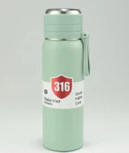 Paslanmaz Çelik Matara Termos Su Şişesi 500 ML Vakumlu Kapak - Yeşil thumbnail 1