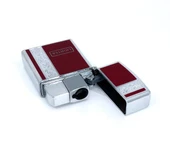 Metal Jet Alev Çakmak  Gravür Şeritli  Parlak Krom - Kırmızı thumbnail 4