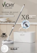 VICHY 360° Döner Mop Temizlik Seti | Kolay Sıkma Kova, Mikrofiber Mop (Yedek Mop Hediyeli) VCH-6677 X6 thumbnail 1