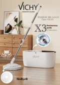VICHY 360° Döner Mop Temizlik Seti | Kolay Sıkma Kova, Mikrofiber Mop (Yedek Mop Hediyeli) VCH-6675 X3 thumbnail 1