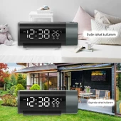 Monozone Projeksiyon Çalar Saat LED Ekran Sıcaklık Göstergeli Yansıtmalı Çift Alarmlı Masa Saati thumbnail 5