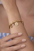 Hasır Model Hayat Ağacı Figürlü Altın Kaplama Çelik Kadın Charm Bileklik thumbnail 1