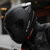 LS2 RAPID 2 R MAT SİYAH MOTOSİKLET KASKI SİYAH VE ŞEFFAF VİZÖR + SPOİLER thumbnail 2