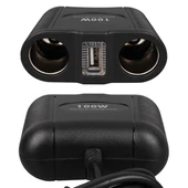 Olesson 1645 12-24V Tek USB Girişli 100W 70cm Kablolu 2'li Araç Çakmak Çoklayıcı thumbnail 4