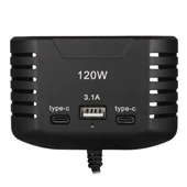 Olesson 2012 12-24V Çift TYPE-C - Tek USB Girişli 120W 80cm Kablolu 3'LÜ Araç Çakmak Çoklayıcı thumbnail 3