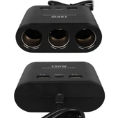 Olesson 1653 12-24V Çift USB + TYPE-C Girişli 100W 70cm Kablolu 3'lü Araç Çakmak Çoklayıcı thumbnail 4