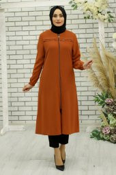 Kuş Gözü Detaylı Tesettür Kap - Kiremit - 1