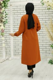 Kuş Gözü Detaylı Tesettür Kap - Kiremit - 3