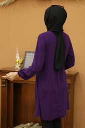 Leopar Desenli Tunik - Mor - 3