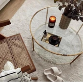 ORTA SEHPA ( PASLANMAZ, PARLAK GOLD KROM KAPLAMA ) thumbnail 3