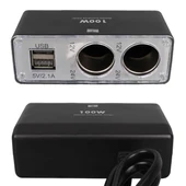 Olesson 1647 12-24V Çift USB Girişli 100W 70cm Kablolu 2'li Araç Çakmak Çoklayıcı - 4