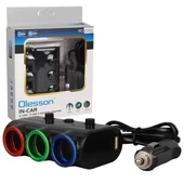 Olesson 1523 12-24V Çift USB Girişli 120W 80cm Kablolu 3'LÜ Araç Çakmak Çoklayıcı - 4