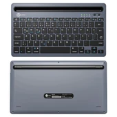 Lenovo Lecoo BK100 Bluetooth V3.0 Çoklu Cihaz Uyumlu Şarj Edilebilir Kablosuz Gri Türkçe Q Klavye - 4