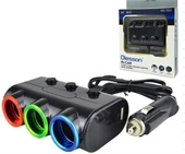 Olesson 1523 12-24V Çift USB Girişli 120W 80cm Kablolu 3'LÜ Araç Çakmak Çoklayıcı - 1