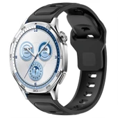 Huawei Watch GT5 46mm ve GT4 46mm İle Uyumlu Çift Renkli Spor Silikon Kordon Nefes Alabilir Konforlu  Siyah - 1