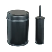 FKN Sallanır Kapaklı Siyah Çöp Kovası 8 Litre - Klozet Fırçalı Banyo Seti thumbnail 1