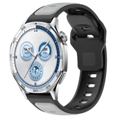 Huawei Watch GT5 46mm ve GT4 46mm İle Uyumlu Çift Renkli Spor Silikon Kordon Nefes Alabilir Konforlu  Füme thumbnail 1