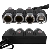 Olesson 1508 12-24V Çift USB Girişli 120W 80cm Kablolu 3'lü Araç Çakmak Çoklayıcı thumbnail 4