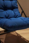 Napper Katlanabilir Mavi Şezlong - Su Geçirmez Kumaş, Metal İskelet, Balkon ve Bahçe Sandalyesi - 5