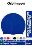 Premium Seri Su Geçirmez Sızdırmaz Kaymaz Silikon Yüzücü Elastik Yüzme Şapkası Havuz Deniz Bonesi - 1