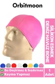 Premium Seri Su Geçirmez Sızdırmaz Kaymaz Silikon Yüzücü Elastik Yüzme Şapkası Havuz Deniz Bonesi thumbnail 1