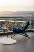 Napper Katlanabilir Mavi Şezlong - Su Geçirmez Kumaş, Metal İskelet, Balkon ve Bahçe Sandalyesi - 4