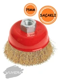 Wuvera Saçaklı Çanak Tel Fırça 75 mm – Pas, Cüruf ve Boya Temizliği İçin Güçlü Performans thumbnail 1