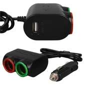 Olesson 1631 12-24V Tek USB Girişli 120W 80cm Kablolu 2'LI Araç Çakmak Çoklayıcı thumbnail 3