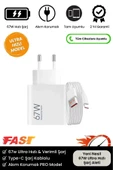 Premium 67W Ultra Hızlı Şarj Seti Adaptör + Type C Kablosu Tüm Telefonlara Uyumlu Şarj Cihazı - 1