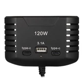 Olesson 2012 12-24V Çift TYPE-C - Tek USB Girişli 120W 80cm Kablolu 3'LÜ Araç Çakmak Çoklayıcı - 3