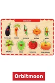 Premium Üretim Zeka Geliştirici Eğitici Öğretici Ebeveyn Çocuk Sebzeler Ahşap Tutmalı Puzzle - 2