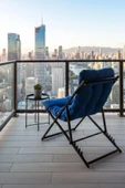 Napper Katlanabilir Mavi Şezlong - Su Geçirmez Kumaş, Metal İskelet, Balkon ve Bahçe Sandalyesi - 2