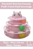 Premium Ürün 3 Toplu Eğlenceli Dayanıklı Kaymaz Kauçuk Pedli 3 Katlı Kedi Oyuncağı 19,5 cm x 24cm - 1