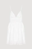 Quzu Nakış ve Kraş Detaylı Mini Elbise 25YELB00566 - 2