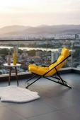 Napper Katlanabilir Sarı Şezlong - Su Geçirmez Kumaş, Metal İskelet, Balkon ve Bahçe Sandalyesi thumbnail 4