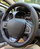 Clio 4 Faz 2 Araca Özel Direksiyon Kılıfı  DÜZ DERİ SİYAH İPLİ thumbnail 1