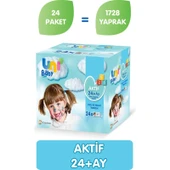 Uni Baby Islak Havlu Mendil 72 Yaprak Aktif (24 Lü Set) 1728 Yaprak Plastik Kapaklı - 1