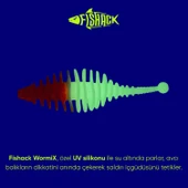 Silikon Kurt Yem - 3g 65mm - Fishack Wormix - 1 Adet - Kırmızı/Beyaz - Karides Kokulu - 2