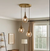 TT601-3Y-FULLESK TT Aydınlatma Eskitme Kaplama 3 lü Uzun Hunili Yuvarlak Avize thumbnail 3