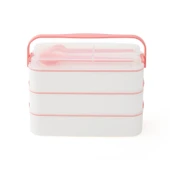 3 Katlı Kulplu Beslenme Kabı  Diyet Sefer Tası Saklama Kabı Çatal Kaşıklı thumbnail 1