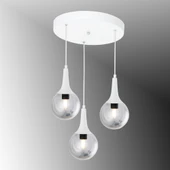 TT601-3Y-FULLBY TT Aydınlatma Mat Beyaz 3 lü Uzun Hunili Yuvarlak Avize thumbnail 1