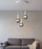 TT601-3Y-FULLBY TT Aydınlatma Mat Beyaz 3 lü Uzun Hunili Yuvarlak Avize thumbnail 3