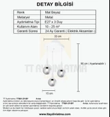 TT601-3Y-FULLBY TT Aydınlatma Mat Beyaz 3 lü Uzun Hunili Yuvarlak Avize thumbnail 4