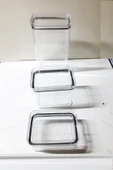 3 Adet 3 Boy Akrilik Kavanoz Saklama Kabı Vakumlu Dikdörtgen Erzak Bakliyat Kabı (800-1700-3500 ml) thumbnail 5