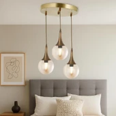 TT601-3Y-FULLESK TT Aydınlatma Eskitme Kaplama 3 lü Uzun Hunili Yuvarlak Avize thumbnail 2